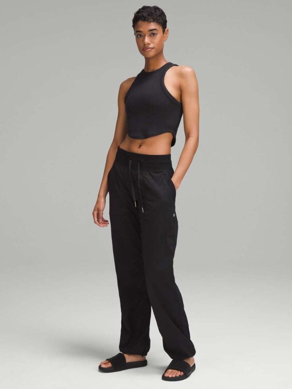 Lululemon Hold Tight Cropped Tank Top Ribbed Black Size 2